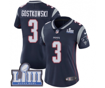 Women's New England Patriots #3 Stephen Gostkowski Navy Blue Nike NFL Home Vapor Untouchable Super Bowl LIII Bound Limited Jersey