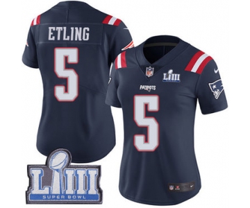 Women's New England Patriots #5 Danny Etling Navy Blue Nike Rush Vapor Untouchable Super Bowl LIII Bound Limited Jersey
