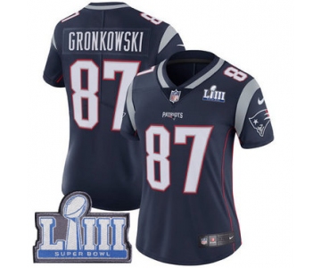 Women's New England Patriots #87 Rob Gronkowski Navy Blue Nike NFL Home Vapor Untouchable Super Bowl LIII Bound Limited Jersey