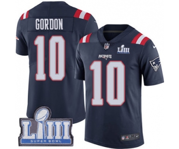 Youth New England Patriots #10 Josh Gordon Navy Blue Nike NFL Rush Vapor Untouchable Super Bowl LIII Bound Limited Jersey