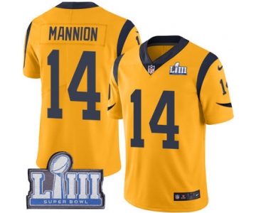 #14 Limited Sean Mannion Gold Nike NFL Youth Jersey Los Angeles Rams Rush Vapor Untouchable Super Bowl LIII Bound