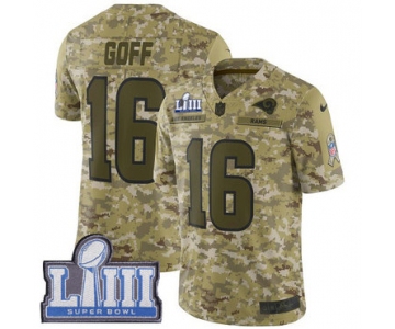 #16 Limited Jared Goff Camo Nike NFL Youth Jersey Los Angeles Rams 2018 Salute to Service Super Bowl LIII Bound