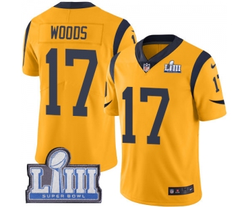 #17 Limited Robert Woods Gold Nike NFL Youth Jersey Los Angeles Rams Rush Vapor Untouchable Super Bowl LIII Bound