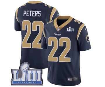 #22 Limited Marcus Peters Navy Blue Nike NFL Home Youth Jersey Los Angeles Rams Vapor Untouchable Super Bowl LIII Bound