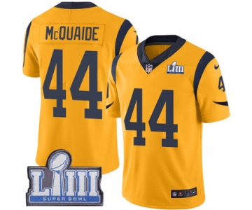 #44 Limited Jacob McQuaide Gold Nike NFL Youth Jersey Los Angeles Rams Rush Vapor Untouchable Super Bowl LIII Bound