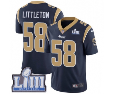 Youth Los Angeles Rams #58 Cory Littleton Navy Blue Nike NFL Home Vapor Untouchable Super Bowl LIII Bound Limited Jersey