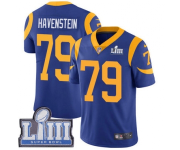 Youth Los Angeles Rams #79 Rob Havenstein Royal Blue Nike NFL Alternate Vapor Untouchable Super Bowl LIII Bound Limited Jersey