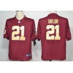 Nike Washington Redskins #21 Sean Taylor Red With Gold Game Jersey