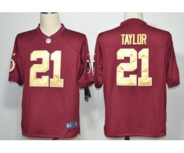Nike Washington Redskins #21 Sean Taylor Red With Gold Game Jersey