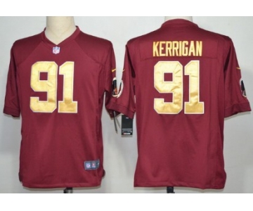 Nike Washington Redskins #91 Ryan Kerrigan Red With Gold Game Jersey