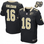 Men's New Orleans Saints #16 Brandon Coleman Black 50th Season Patch Stitched NFL Nike Elite Jersey