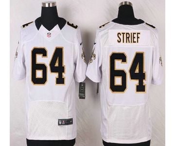 New Orleans Saints #64 Zach Strief White Road NFL Nike Elite Jersey