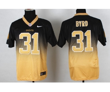 Nike New Orleans Saints #31 Jairus Byrd Black/Gold Fadeaway Elite Jersey