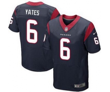 Men's Houston Texans #6 T. J. Yates Navy Blue Team Color NFL Nike Elite Jersey