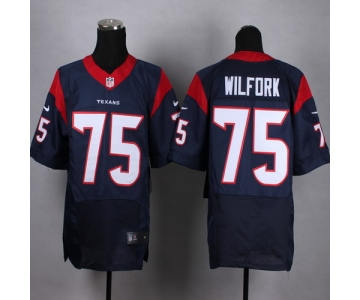 Nike Houston Texans #75 Vince Wilfork Blue Elite Jersey