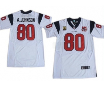 Nike Houston Texans #80 Andre Johnson White Elite C Patch Jersey