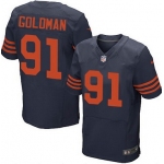 Men's Chicago Bears #91 Eddie Goldman Navy Blue With Orange Alternate NFL Nike Elite Jersey