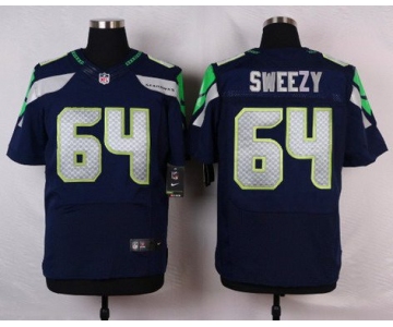 Men's Seattle Seahawks #64 J. R. Sweezy Navy Blue Team Color NFL Nike Elite Jersey
