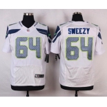 Men's Seattle Seahawks #64 J. R. Sweezy White Road NFL Nike Elite Jersey