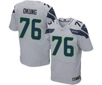 Men's Seattle Seahawks #76 Russell Okung Gray Alternate NFL Nike Elite Jersey
