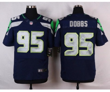 Men's Seattle Seahawks #95 Demarcus Dobbs Navy Blue Team Color NFL Nike Elite Jersey