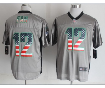 Nike Seattle Seahawks #12 Fan 2014 USA Flag Fashion Gray Elite Jersey