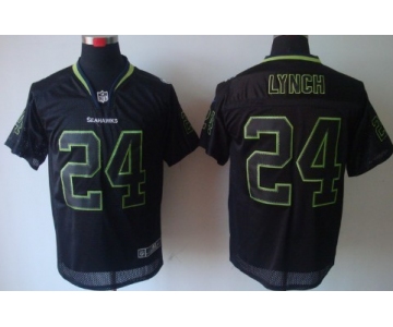 Nike Seattle Seahawks #24 Marshawn Lynch Lights Out Black Elite Jersey