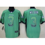 Nike Seattle Seahawks #3 Russell Wilson Drift Fashion Green Elite Jersey