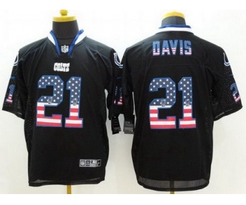 Men's Indianapolis Colts #21 Vontae Davis Black USA Flag Fashion NFL Nike Elite Jersey