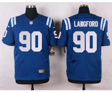 Men's Indianapolis Colts #90 Endall Langford Royal Blue Team Color NFL Nike Elite Jersey