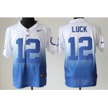 Nike Indianapolis Colts #12 Andrew Luck White/Blue Fadeaway Elite Jersey
