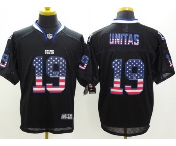 Nike Indianapolis Colts #19 Johnny Unitas 2014 USA Flag Fashion Black Elite Jersey