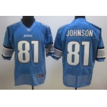 Nike Detroit Lions #81 Calvin Johnson Light Blue Elite Jersey