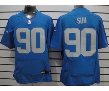 Nike Detroit Lions #90 Ndamukong Suh Navy Blue Elite Jersey