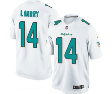Men's Miami Dolphins #14 Jarvis Landry White Road Stitched NFL Nike Game Jersey