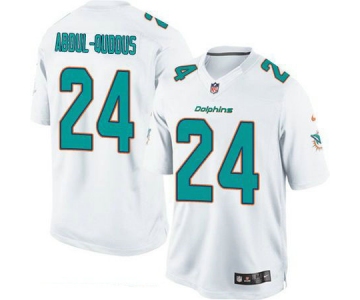Men's Miami Dolphins #24 Isa Abdul-Quddus White Road Stitched NFL Nike Game Jersey