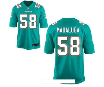 Men's Miami Dolphins #58 Rey Maualuga Green Team Color Stitched NFL Nike Game Jersey
