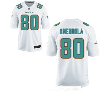 Men's Miami Dolphins #80 Danny Amendola White Road Stitched NFL Nike Game Jersey