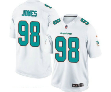 Men's Miami Dolphins #98 Jason Jones White Road Stitched NFL Nike Game Jersey