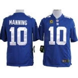 Nike New York Giants #10 Eli Manning Blue C Patch Game Jersey