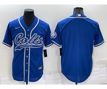 Men's Indianapolis Colts Blank Blue Stitched MLB Cool Base Nike Baseball Jersey