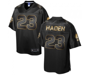 Nike Browns #23 Joe Haden Pro Line Black Gold Collection Men's Stitched NFL Game Jersey