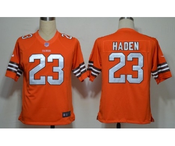 Nike Cleveland Browns #23 Joe Haden Orange Game Jersey