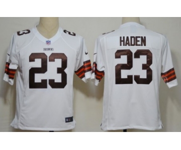Nike Cleveland Browns #23 Joe Haden White Game Jersey