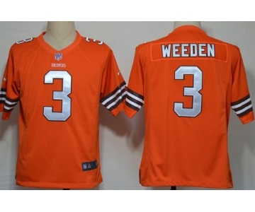 Nike Cleveland Browns #3 Brandon Weeden Orange Game Jersey