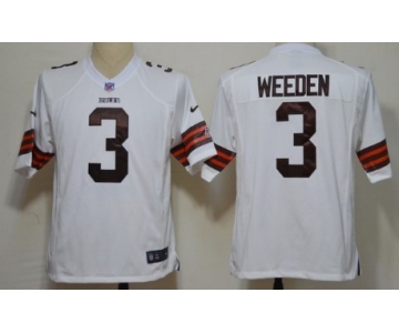 Nike Cleveland Browns #3 Brandon Weeden White Game Jersey