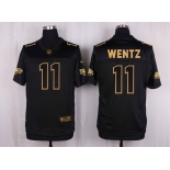 Men's Philadelphia Eagles #11 Carson Wentz Black With Gold NFL Nike Elite Jersey