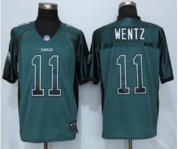 Men's Philadelphia Eagles #11 Carson Wentz Green Drift Fashion NFL Nike Elite Jersey
