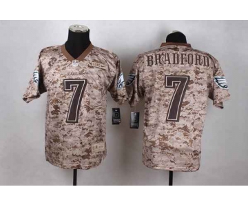 Men's Philadelphia Eagles #7 Sam Bradford USMC Camo Elite Jersey With USMC Patch