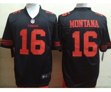 Men's San Francisco 49ers #16 Joe Montana Black Retired Player 2015 NFL Nike Game Jersey